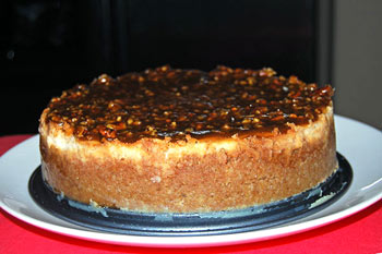 Salted Caramel Swirl Cheesecake with Praline Topping Recipe