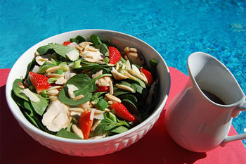 Chicken-Spinach Salad with Strawberries and Maple Vinaigrette Recipe